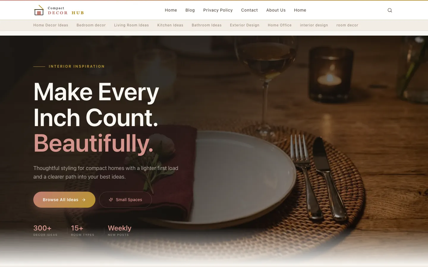 The Compact Decor Hub home page