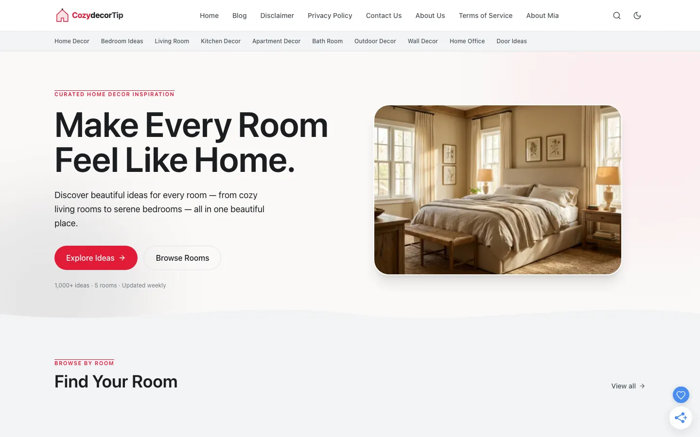 The Cozy Decor Tip home page
