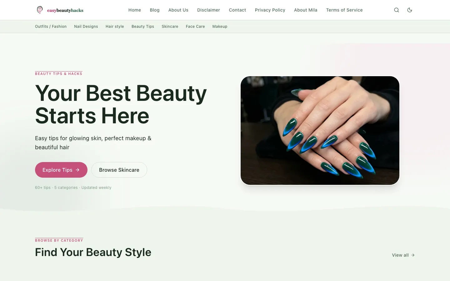 The Easy Beauty Hacks home page