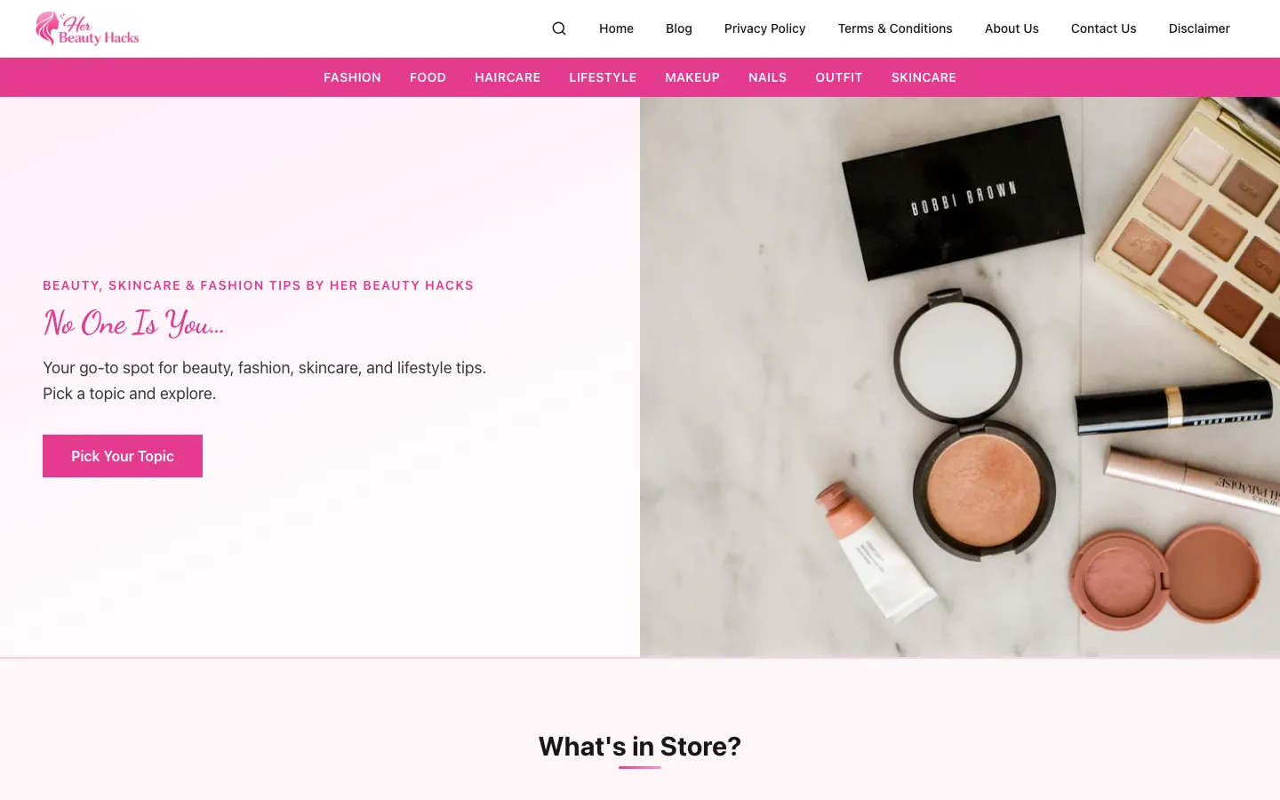 The Her Beauty Hacks home page